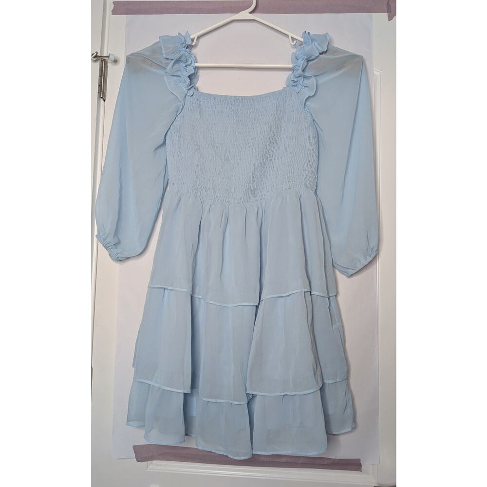 BYINNS squareneck sheer long sleeve ruffle tiered princess dress XL - Picture 3 of 12